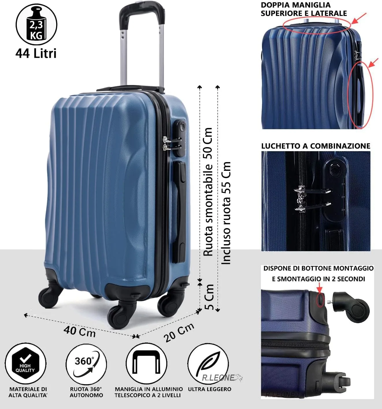 Recensione Trolley Ryanair 55x40x20 economico R.Leone