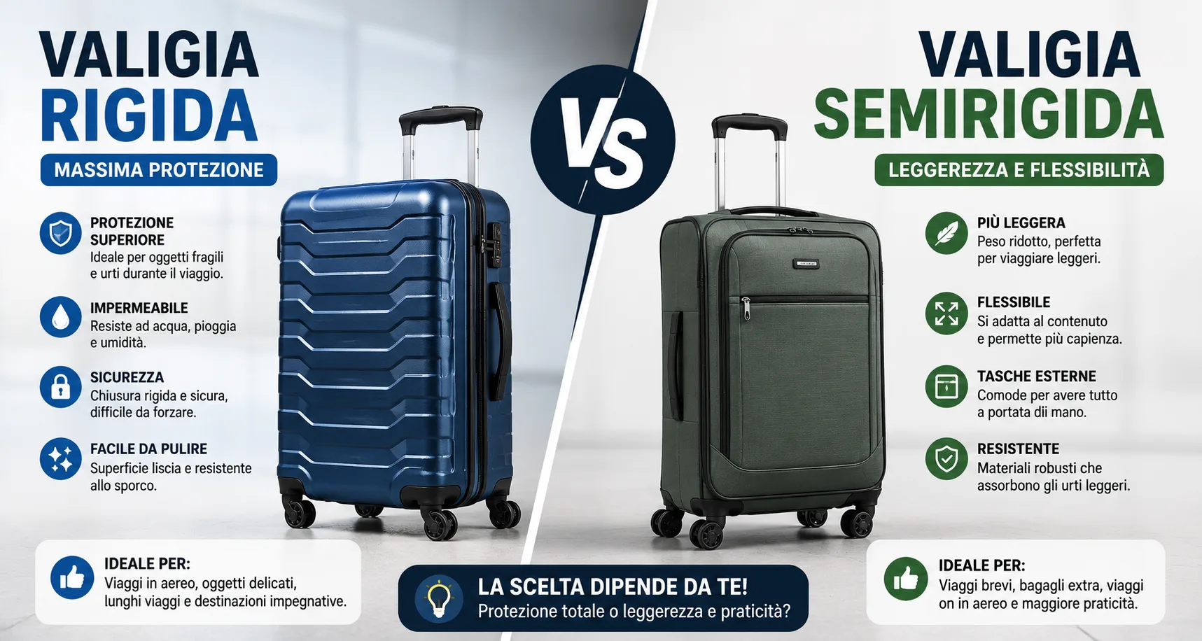 Valigia rigida o semirigida: quale scegliere davvero?
